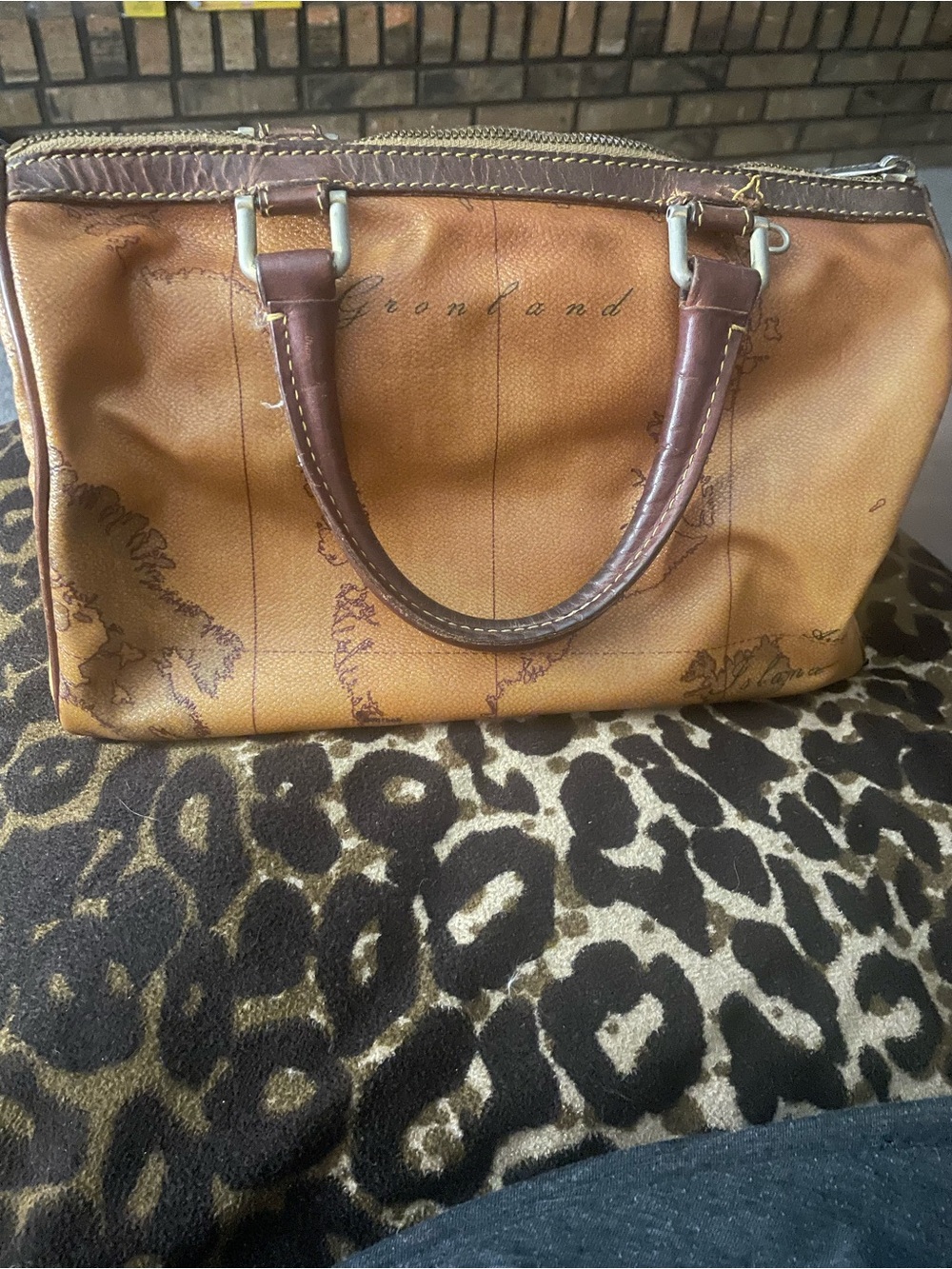 Alviero Martini Tan and Dark Brown Travel Toiletry Bag